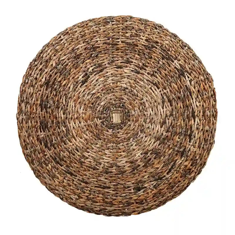 Tavolino/Pouf rotondo in abaca naturale intrecciato a mano di East at Main