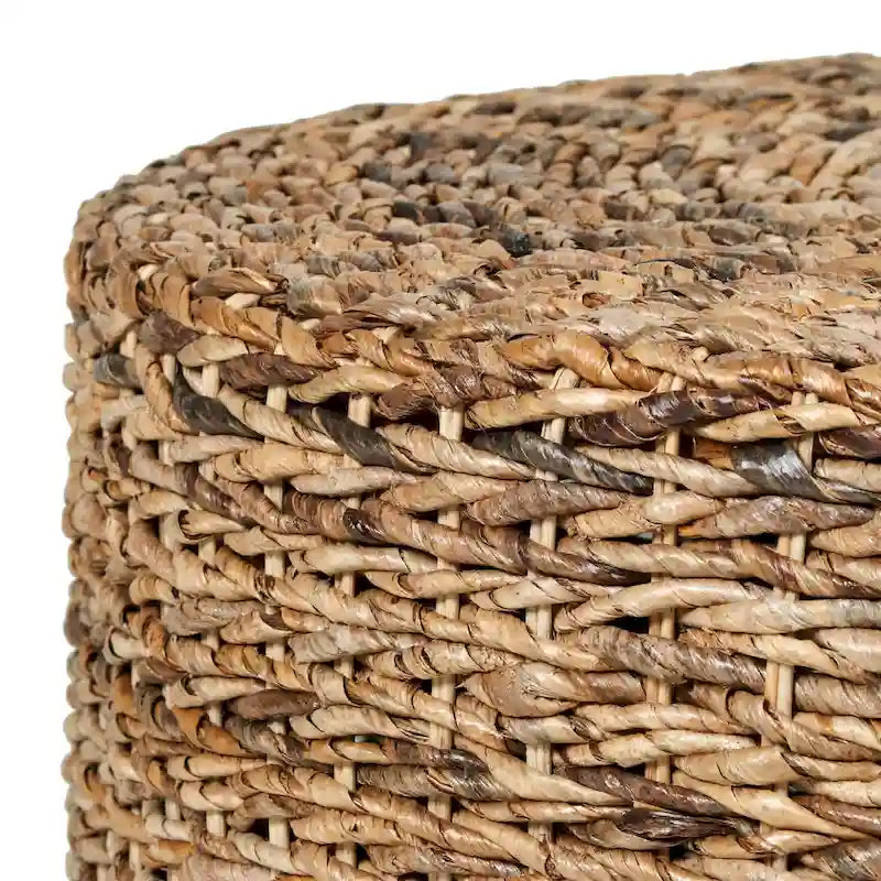Tavolino/Pouf rotondo in abaca naturale intrecciato a mano di East at Main