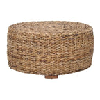 Tavolino/Pouf rotondo in abaca naturale intrecciato a mano di East at Main