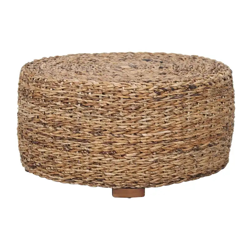 Tavolino/Pouf rotondo in abaca naturale intrecciato a mano di East at Main