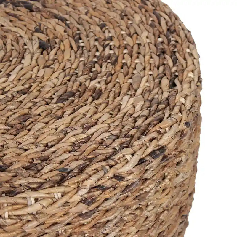 Tavolino/Pouf rotondo in abaca naturale intrecciato a mano di East at Main