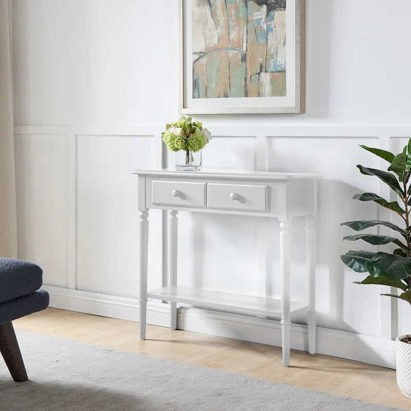Leick Home Tavolino Consolle Stretto da Ingresso o Divano con Un Cassetto, Stile Costiero