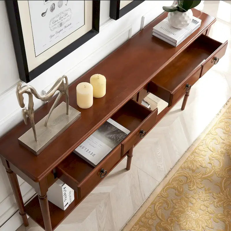 Leick Home Tavolino Consolle Stretto da Ingresso o Divano con Un Cassetto, Stile Costiero