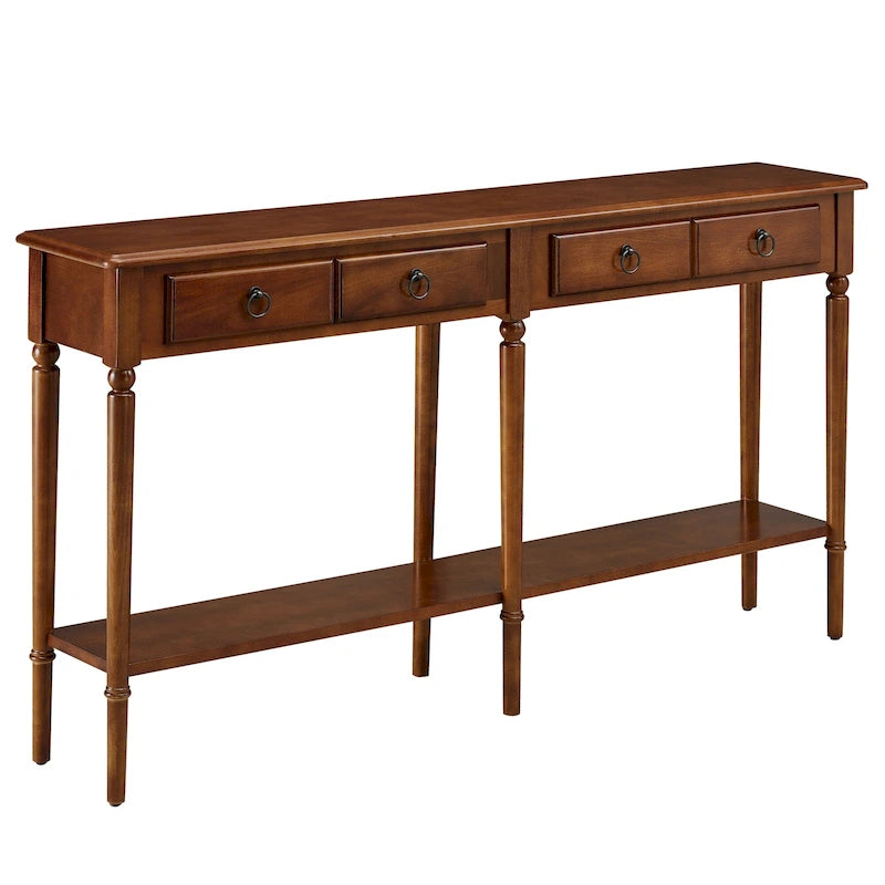 Leick Home Tavolino Consolle Stretto da Ingresso o Divano con Un Cassetto, Stile Costiero
