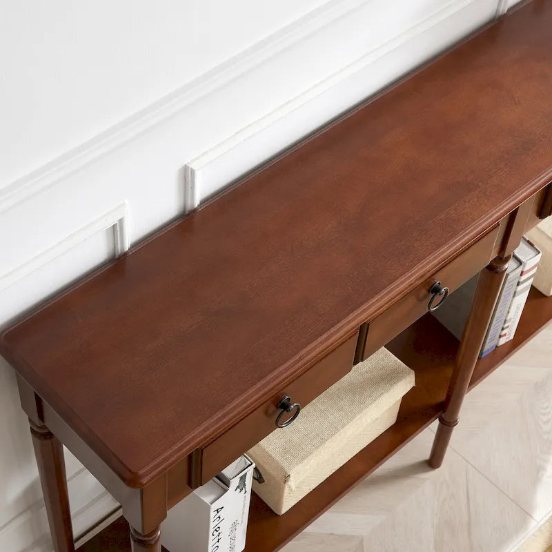 Leick Home Tavolino Consolle Stretto da Ingresso o Divano con Un Cassetto, Stile Costiero