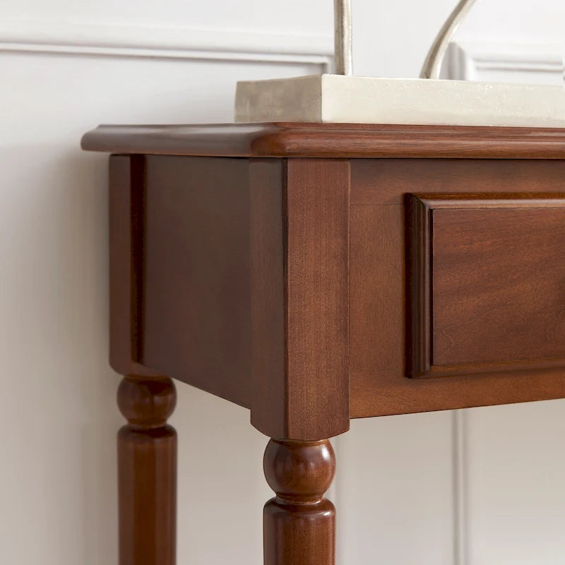 Leick Home Tavolino Consolle Stretto da Ingresso o Divano con Un Cassetto, Stile Costiero