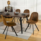 Lot de 4 chaises de salle à manger en daim avec pieds en métal noir