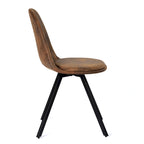 Lot de 4 chaises de salle à manger en daim avec pieds en métal noir
