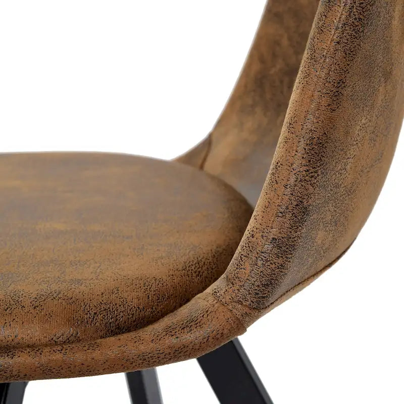 Lot de 4 chaises de salle à manger en daim avec pieds en métal noir