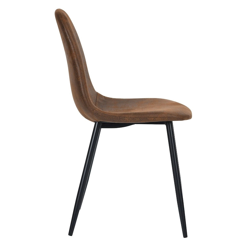 Lot de 4 chaises de salle à manger en daim avec pieds en métal noir