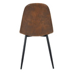 Lot de 4 chaises de salle à manger en daim avec pieds en métal noir
