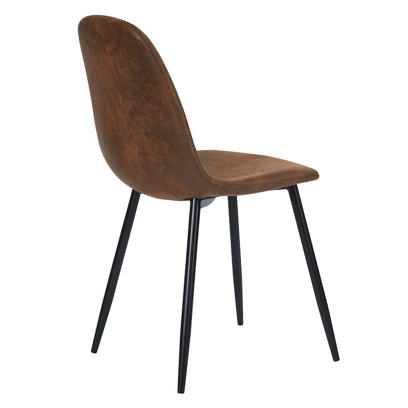 Lot de 4 chaises de salle à manger en daim avec pieds en métal noir