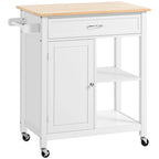 HOMCOM Chariot de cuisine, desserte à roulettes avec plateau en bois, étagère ouverte et tiroir de rangement pour salle à manger, cuisine