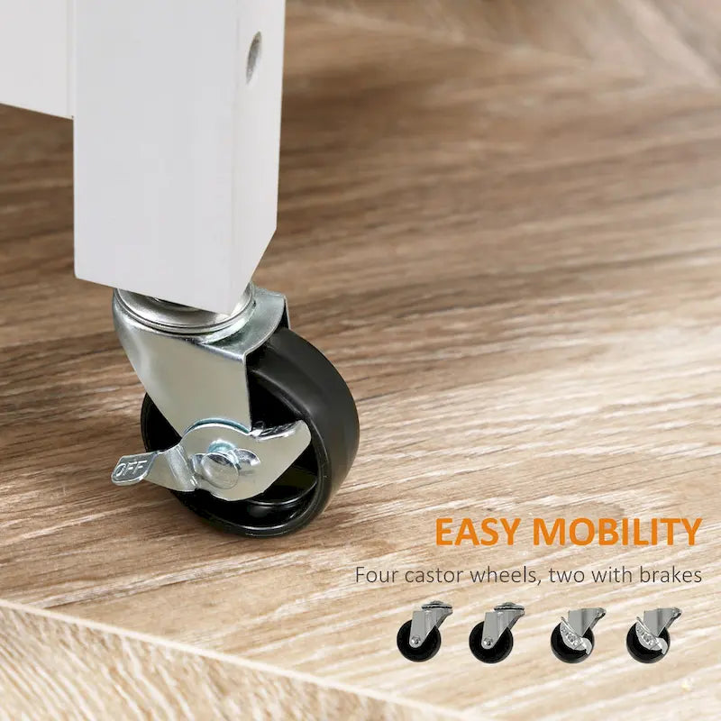 HOMCOM Chariot de cuisine, desserte à roulettes avec plateau en bois, étagère ouverte et tiroir de rangement pour salle à manger, cuisine