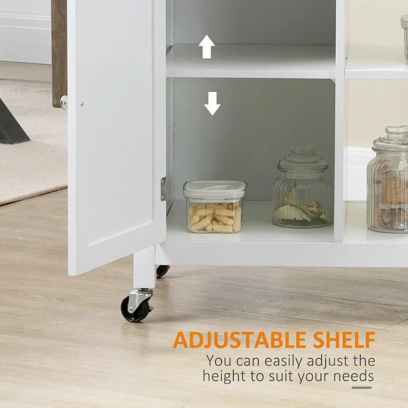 HOMCOM Chariot de cuisine, desserte à roulettes avec plateau en bois, étagère ouverte et tiroir de rangement pour salle à manger, cuisine
