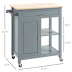 HOMCOM Chariot de cuisine, desserte à roulettes avec plateau en bois, étagère ouverte et tiroir de rangement pour salle à manger, cuisine