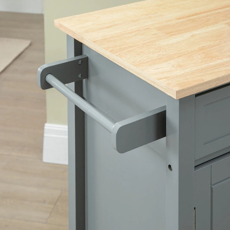 HOMCOM Chariot de cuisine, desserte à roulettes avec plateau en bois, étagère ouverte et tiroir de rangement pour salle à manger, cuisine