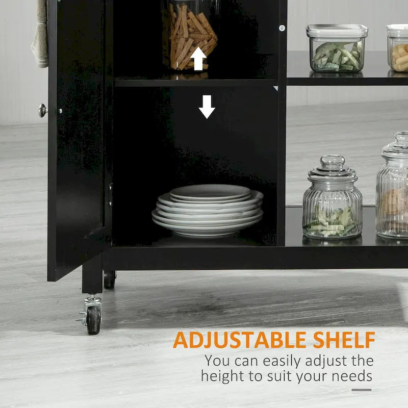 HOMCOM Chariot de cuisine, desserte à roulettes avec plateau en bois, étagère ouverte et tiroir de rangement pour salle à manger, cuisine