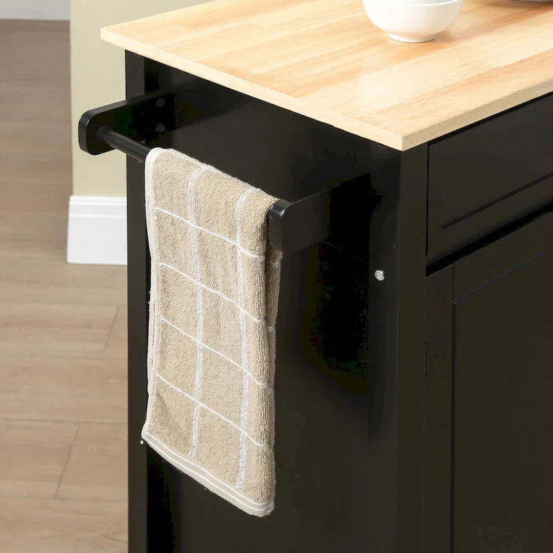 HOMCOM Chariot de cuisine, desserte à roulettes avec plateau en bois, étagère ouverte et tiroir de rangement pour salle à manger, cuisine