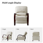 Fauteuil inclinable manuel Alex Mid-century Modern Cigar en cuir véritable avec accoudoirs incurvés en bois