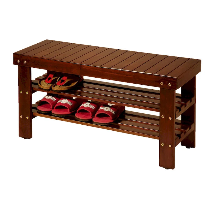 Le banc à chaussures en bois massif Waggoner The Gray Barn