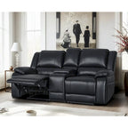 Causeuse inclinable manuelle en similicuir, style contemporain, largeur 72 po