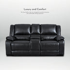 Causeuse inclinable manuelle en similicuir, style contemporain, largeur 72 po