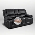Causeuse inclinable manuelle en similicuir, style contemporain, largeur 72 po
