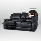 Causeuse inclinable manuelle en similicuir, style contemporain, largeur 72 po