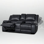 Causeuse inclinable manuelle en similicuir, style contemporain, largeur 72 po