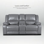 Causeuse inclinable manuelle en similicuir, style contemporain, largeur 72 po