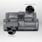 Causeuse inclinable manuelle en similicuir, style contemporain, largeur 72 po