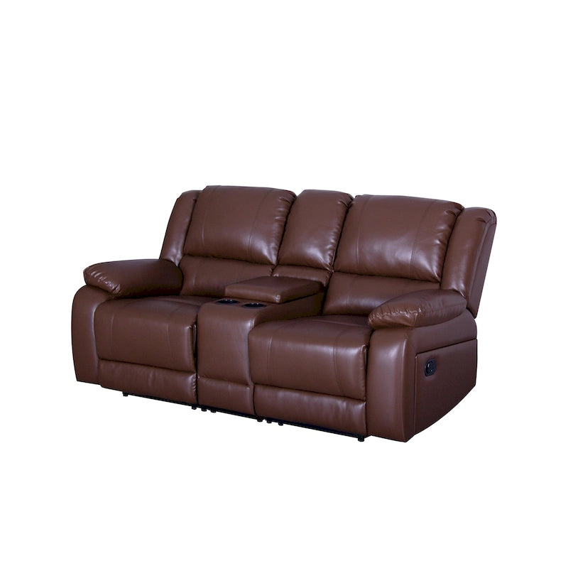 Causeuse inclinable manuelle en similicuir, style contemporain, largeur 72 po