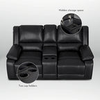Causeuse inclinable manuelle en similicuir, style contemporain, largeur 72 po