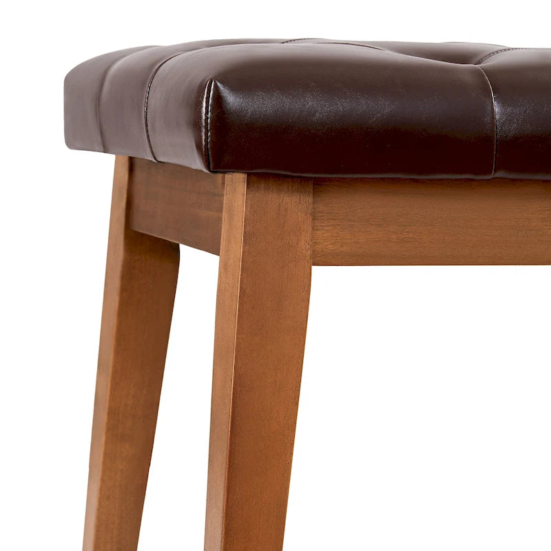 Banc capitonné pour bout de lit, banc d'entrée Beige/Noir/Marron Bois massif, cuir, tissu 112 cm