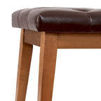 Banc capitonné pour bout de lit, banc d'entrée Beige/Noir/Marron Bois massif, cuir, tissu 112 cm