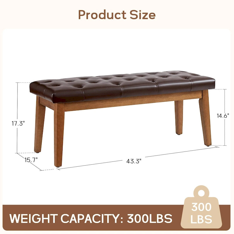 Banc capitonné pour bout de lit, banc d'entrée Beige/Noir/Marron Bois massif, cuir, tissu 112 cm