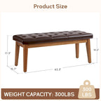 Banc capitonné pour bout de lit, banc d'entrée Beige/Noir/Marron Bois massif, cuir, tissu 112 cm