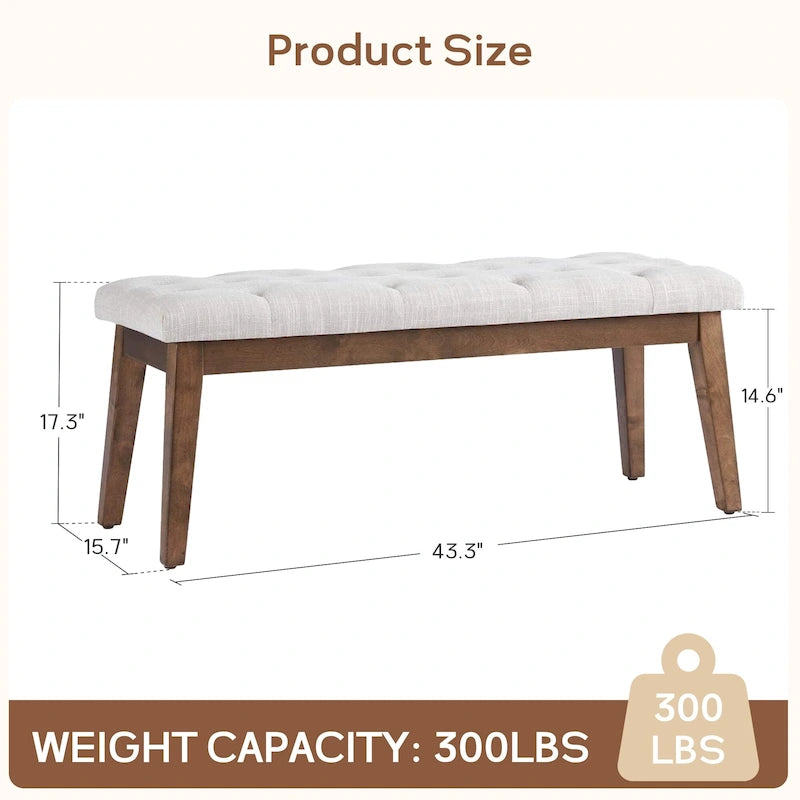 Banc capitonné pour bout de lit, banc d'entrée Beige/Noir/Marron Bois massif, cuir, tissu 112 cm