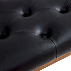 Banc capitonné pour bout de lit, banc d'entrée Beige/Noir/Marron Bois massif, cuir, tissu 112 cm