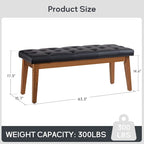 Banc capitonné pour bout de lit, banc d'entrée Beige/Noir/Marron Bois massif, cuir, tissu 112 cm