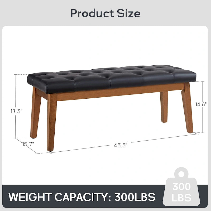 Banc capitonné pour bout de lit, banc d'entrée Beige/Noir/Marron Bois massif, cuir, tissu 112 cm