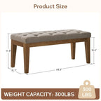 Banc capitonné pour bout de lit, banc d'entrée Beige/Noir/Marron Bois massif, cuir, tissu 112 cm