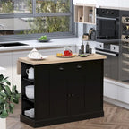 HOMCOM Isola da Cucina in Legno con Pannelli Scanalati, Piano d'Appoggio con Anta a Ribalta, Cassetto, Ripiani Aperti, Spazio Contenitivo