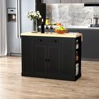 HOMCOM Isola da Cucina in Legno con Pannelli Scanalati, Piano d'Appoggio con Anta a Ribalta, Cassetto, Ripiani Aperti, Spazio Contenitivo