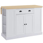 HOMCOM Isola da Cucina in Legno con Pannelli Scanalati, Piano d'Appoggio con Anta a Ribalta, Cassetto, Ripiani Aperti, Spazio Contenitivo