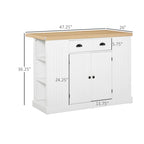 HOMCOM Isola da Cucina in Legno con Pannelli Scanalati, Piano d'Appoggio con Anta a Ribalta, Cassetto, Ripiani Aperti, Spazio Contenitivo