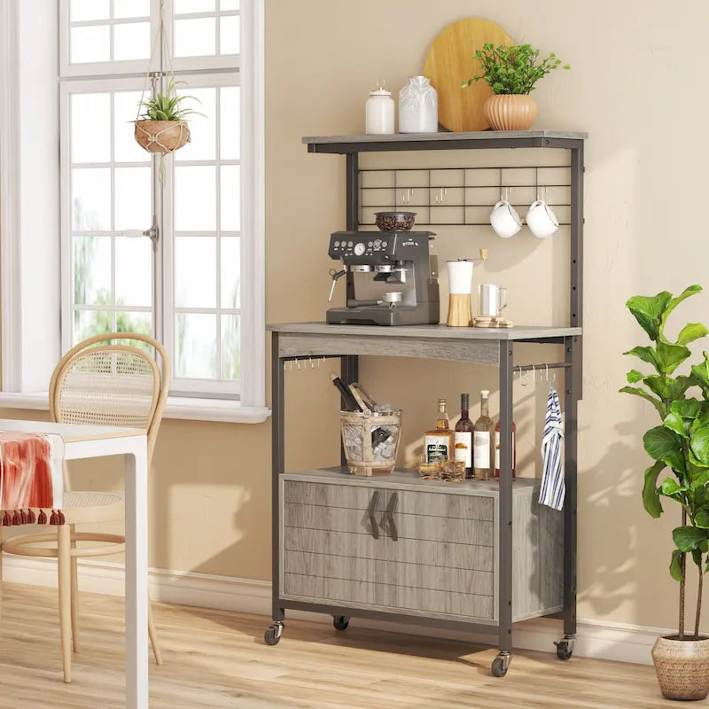 Supporto per microonde da 80 cm con armadietto e ripiani regolabili in altezza per cucina