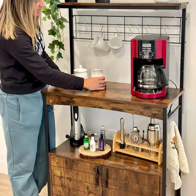 Supporto per microonde da 80 cm con armadietto e ripiani regolabili in altezza per cucina