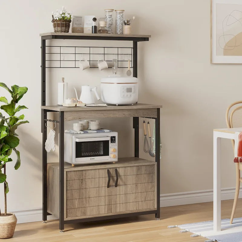 Supporto per microonde da 80 cm con armadietto e ripiani regolabili in altezza per cucina